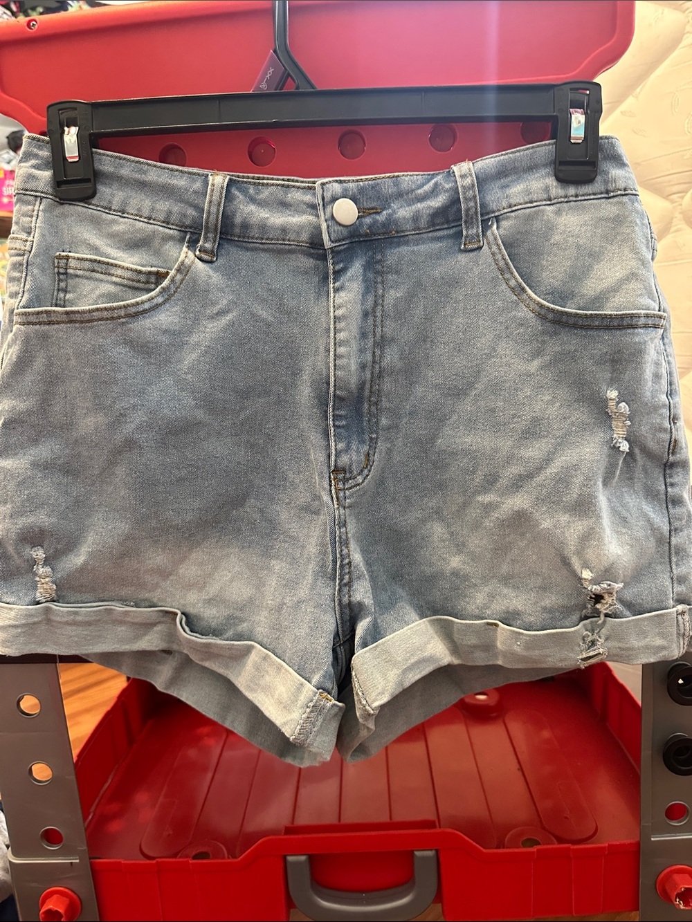 SHEIN Light Blue Rolled Hem Denim Shorts